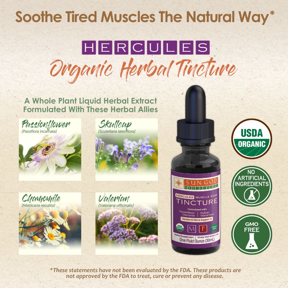 Hercules Muscle Ease Herbal Tincture - Sun God Medicinals