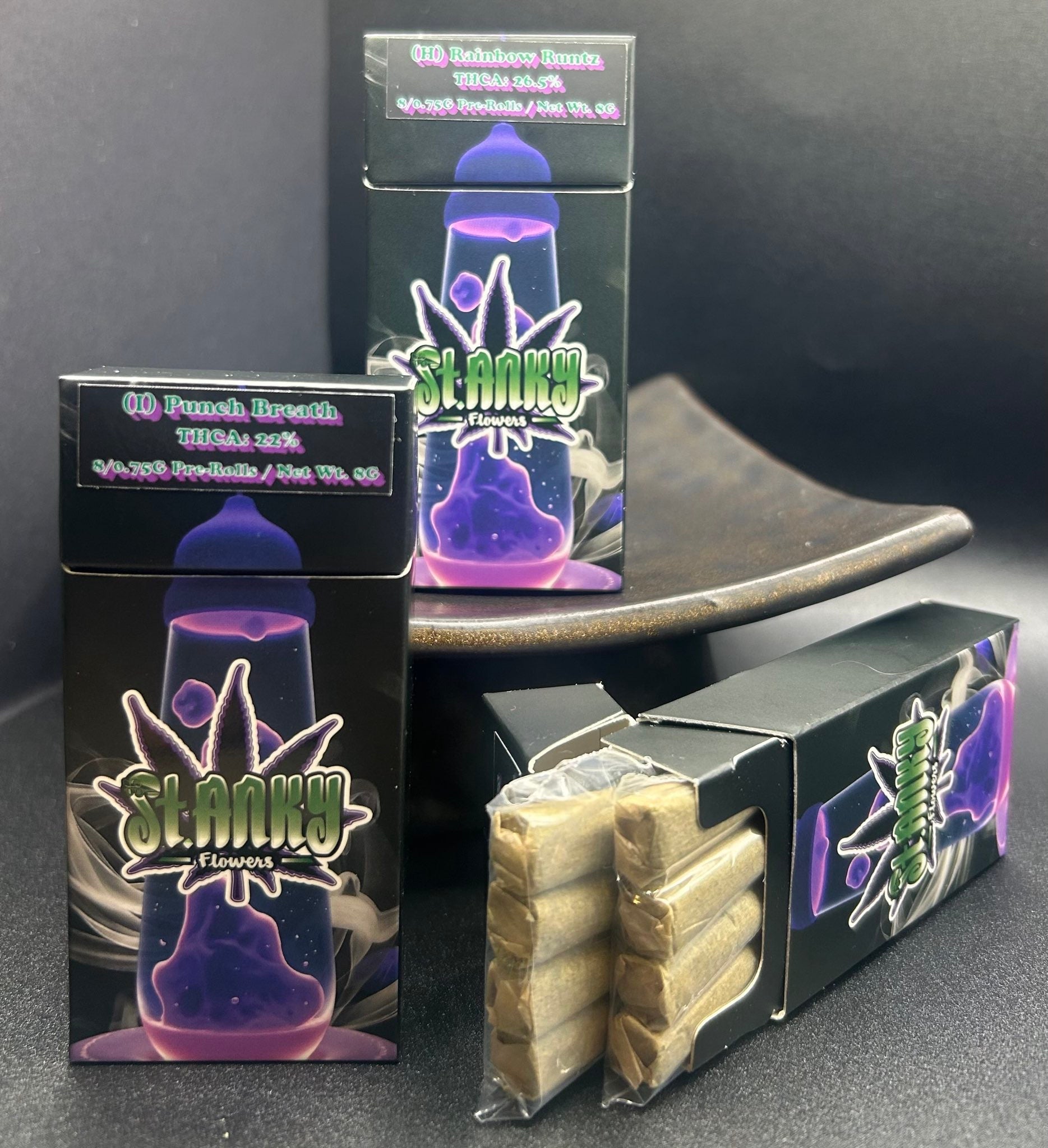 St. Anky Flowers Pre-Roll Pack - Rainbow Runtz - THCA: 26.52% - Hybrid - Exotic Hemp Flower