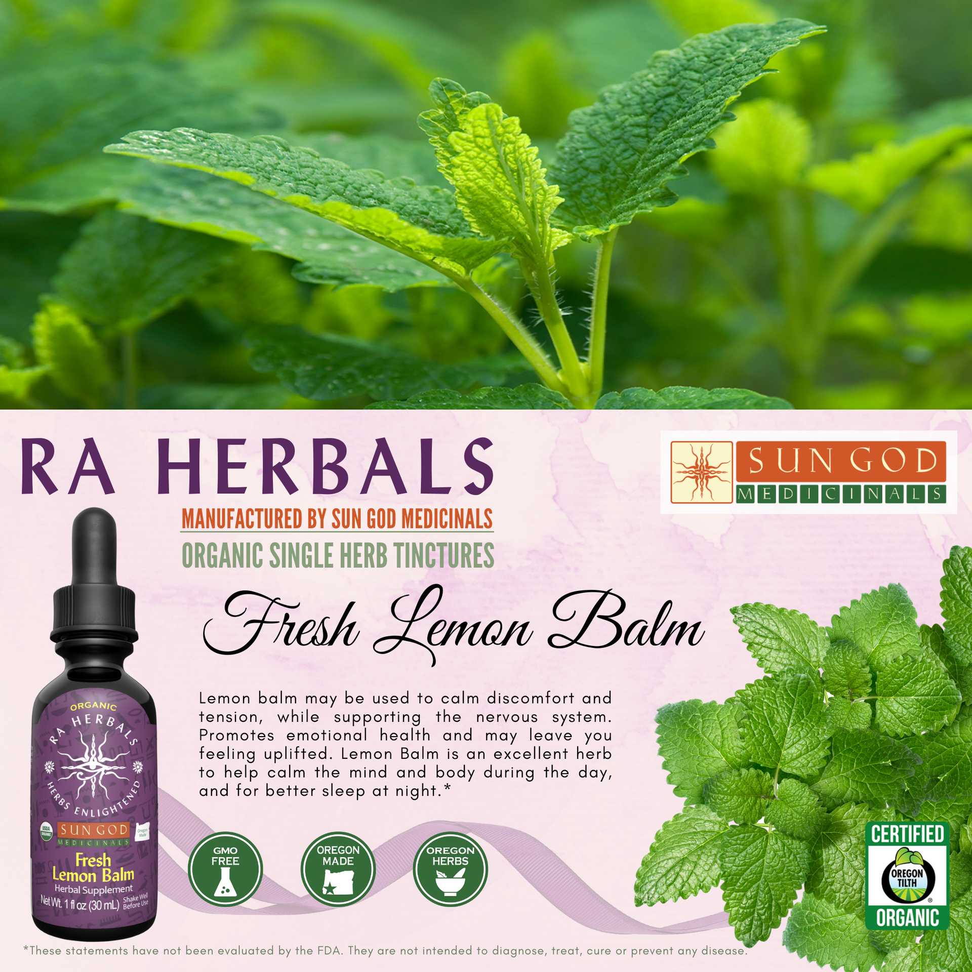 Ra Herbals Certified Organic Lemon Balm Tincture — Other