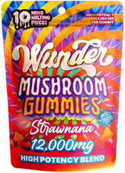 Wunder High Potency Mushroom Gummies — Strawnana (12,000 mg blend)