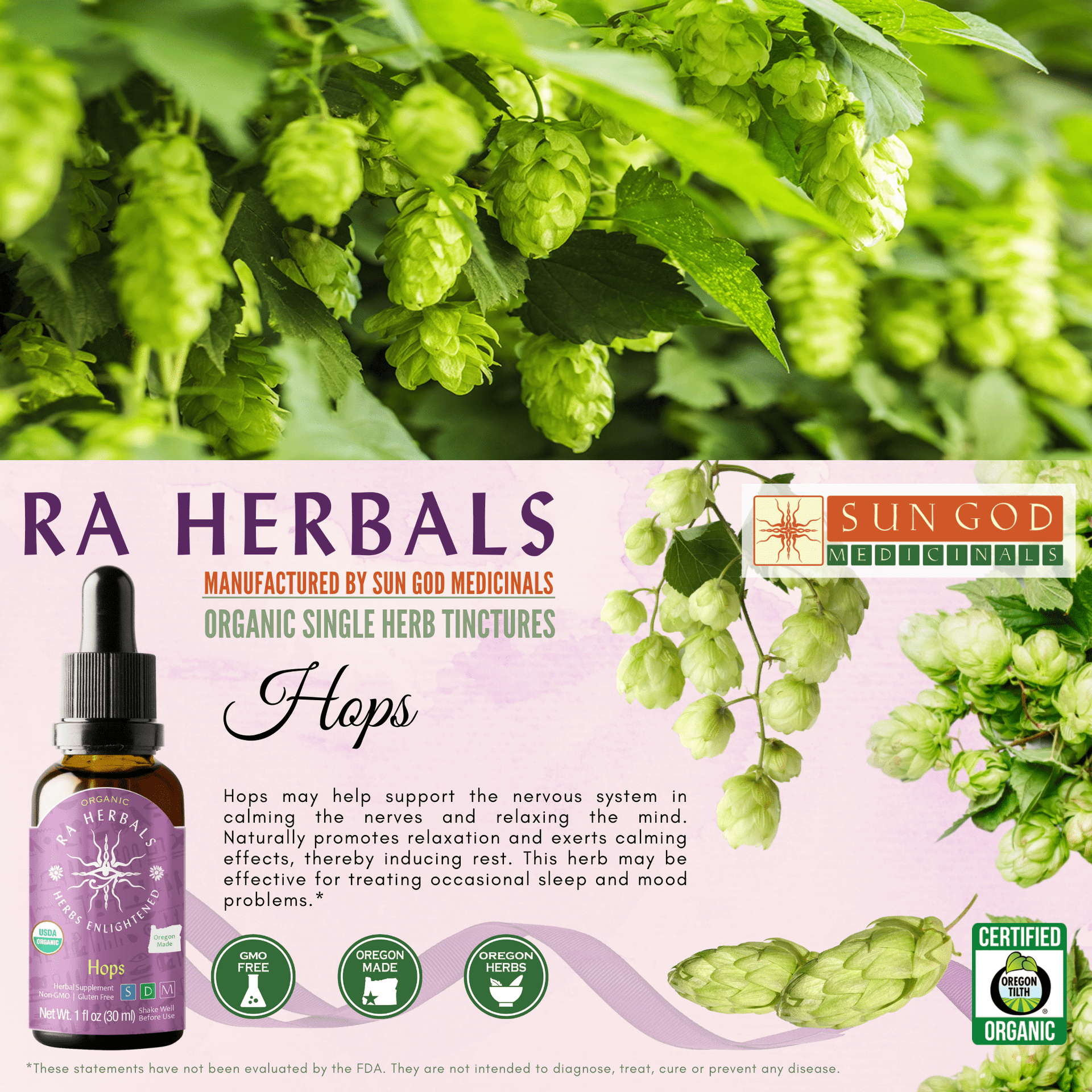 Ra Herbals Certified Organic Hops Tincture - Sun God Medicinals