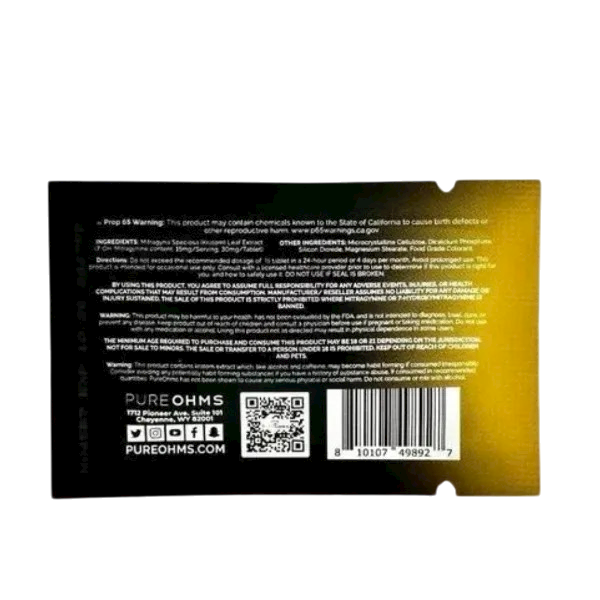 Pure Ohms Black 7-Hydroxy Tabs 30mg Singles - (Blue Raspberry)