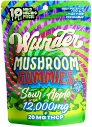 Wunder High Potency Mushroom Gummies — Sour Apple (12,000 mg blend)